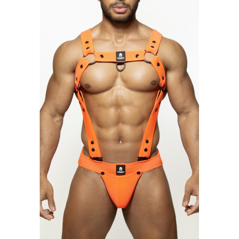 Taille L/XL  -  Ensemble Harnais + Jockstrap Army Blust Orange