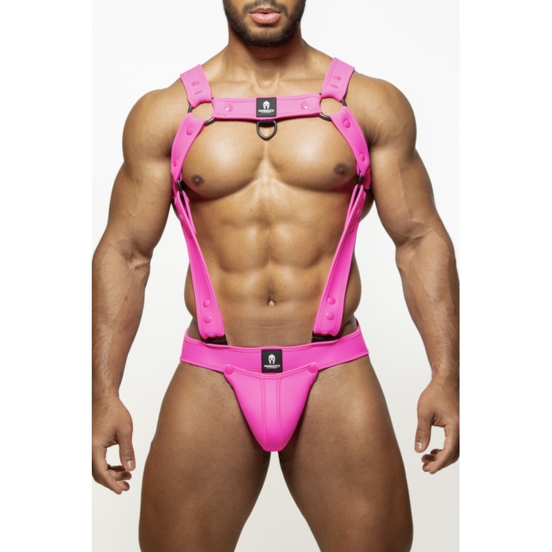 Taille L/XL  -  Ensemble Harnais + Jockstrap Army Blust Rose