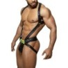 Taille L/XL  -  Ensemble Harnais + Jockstrap Titano Noir-Jaune