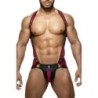 Taille S/M  -  Ensemble Harnais + Jockstrap TITANO Noir-Bordeaux