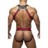 Taille S/M  -  Ensemble Harnais + Jockstrap TITANO Noir-Bordeaux