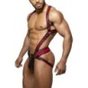 Taille L/XL  -  Ensemble Harnais + Jockstrap TITANO Noir-Bordeaux