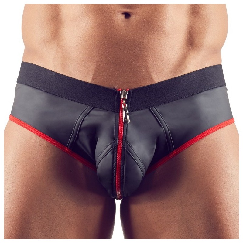 Taille S  -  Jockstrap Joy Zip Noir-Rouge