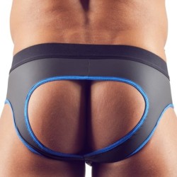 Taille M  -  Jockstrap Joy Zip Noir-Bleu