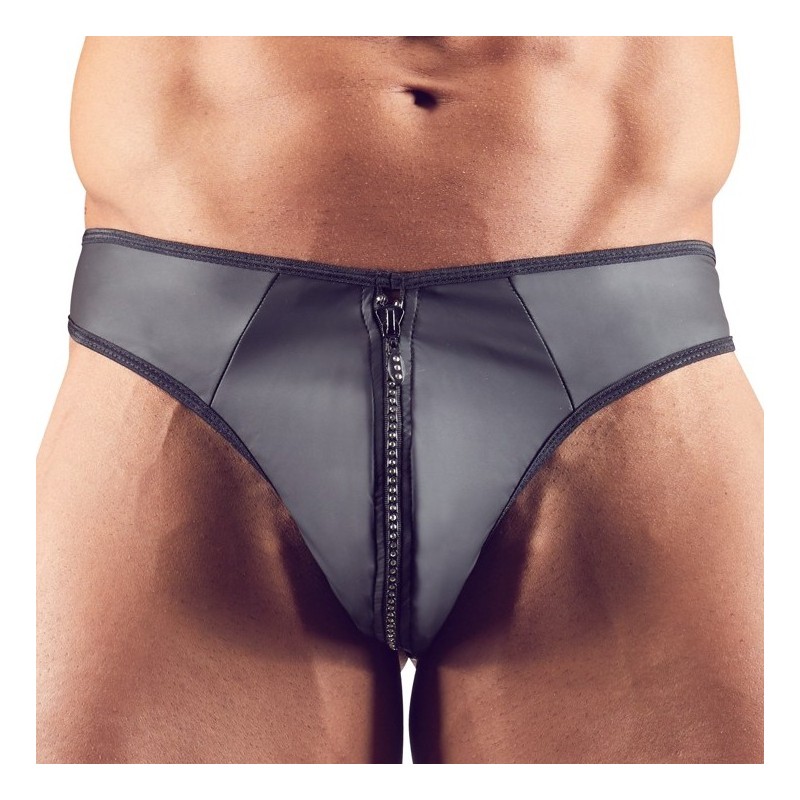 Taille XXL  -  String Zip Fetish Noir