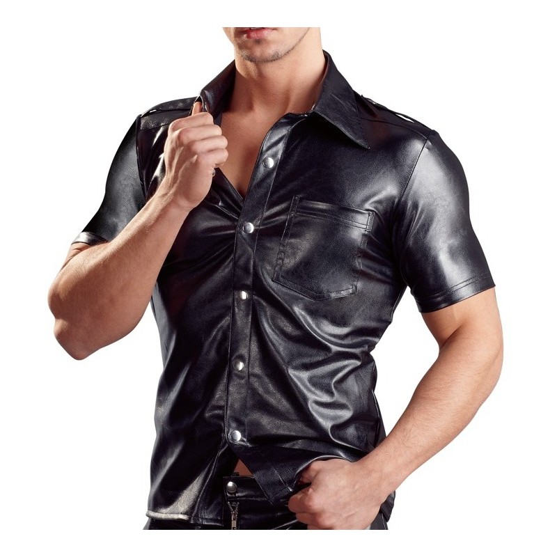 Taille M  -  Chemise LEO imitation Cuir Noir