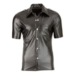 Taille XXL  -  Chemise LEO imitation Cuir Noir