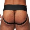 Taille M  -  Jockstrap en cuir Mister B Noir-Bleu